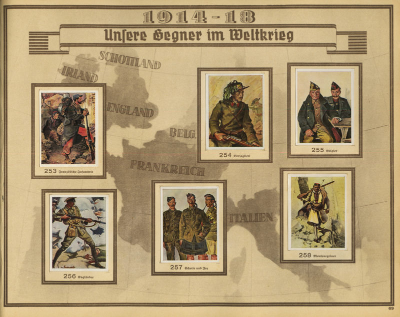 A map of the world with pictures of soldiers.